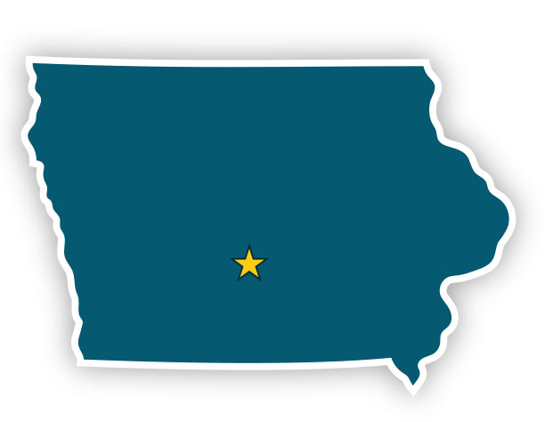 IA_map Outline of an IA map with Des Moines highlighted